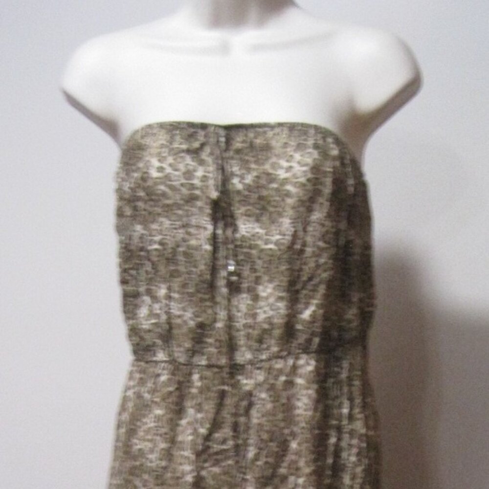 Kirra Leopard Print Maxi Dress Women's Large Strapless Brown Cream Empire Waist